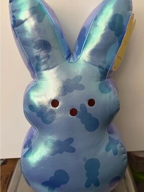Iridescent Blue Bunny Plush with Bunny Print